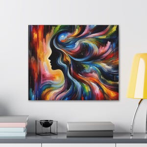 Abstract Woman Portrait Canvas Art: Colorful Modern Home Decor