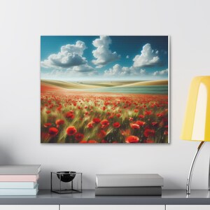 Poppy Field Canvas Art: Vibrant Floral Landscape Wall Decor