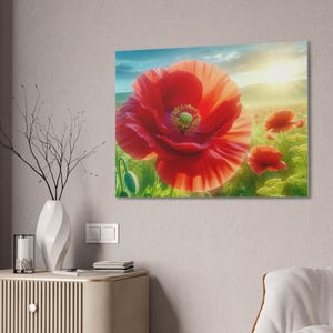 Poppy Canvas Art: Vibrant Floral Print, Nature-Inspired Wall Decor