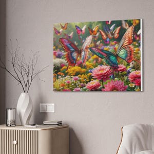 Butterfly Canvas Wall Art: Vibrant Floral Nature Decor