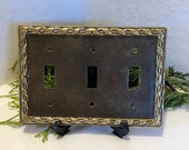 Vintage Solid Brass 3 Switch Plate Cover Antique Brass Finish, Home and Living