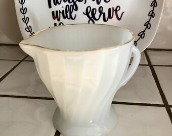 Vintage Anchor Hocking by Fire King Milk-glass Creamer, Vintage Milk-glass Serving Piece