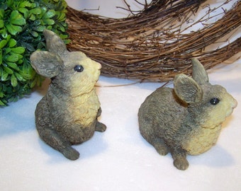 Vintage Brown Bunny Rabbit, Pair of Figurines Home and Living Decor, Animal What Knots