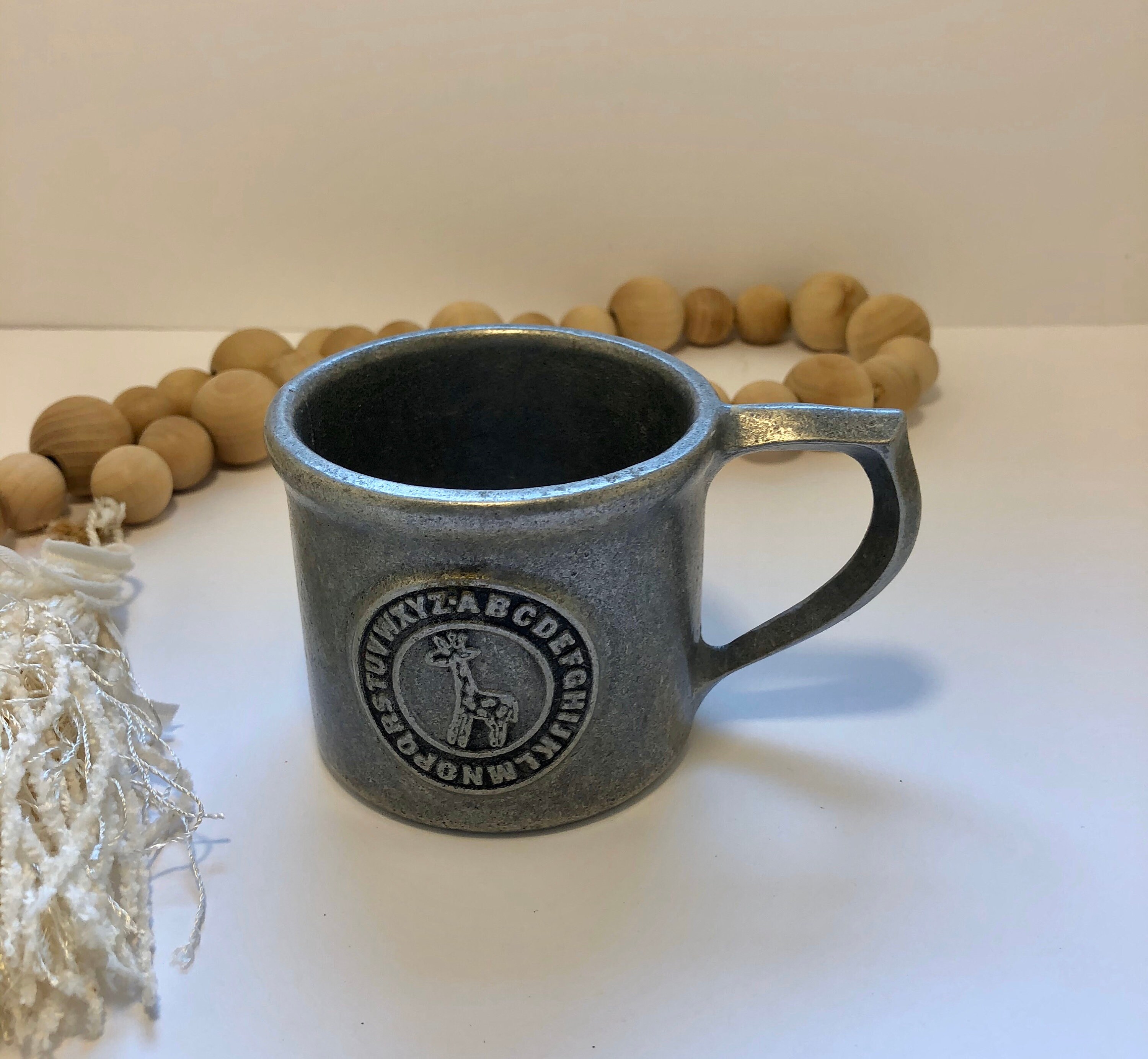 Vintage Pewter Mug or Cup Childs Pewter ABC With Giraffe Etsy
