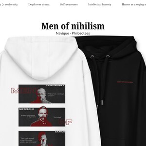 Men Of Nihilism - Premium eco hoodie, Nietzsche hoodie, Dostoevsky hoodie, Camus hoodie, nihilist hoodie, philosophy hoodie