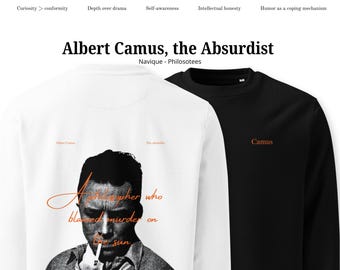 Albert Camus, el absurdo - Sudadera ecológica unisex, Sudadera Camus, Absurdismo, Sudadera filosofía, El extranjero, Regalo filosofía