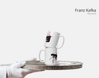Franz Kafka - Tazza bianca lucida, regalo Kafka, tazza Filosofia, regalo Filosofia