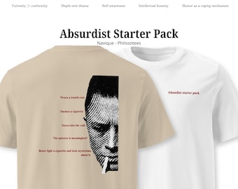 Pack de inicio Absurdist: camiseta orgánica unisex, camiseta Absurdist, camiseta de Albert Camus, regalo de filosofía existencial, estética Dark Academia.