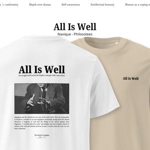 Tout va bien - T-shirt bio unisexe, T-shirt Albert Camus, T-shirt Le mythe de Sisyphe, T-shirt absurde, T-shirt Philosophie