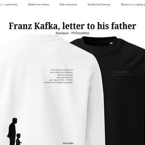 Franz Kafka, carta a su padre - Sudadera ecológica unisex, sudadera de Kafka, sudadera de filosofía, regalo para el padre, sudadera familiar