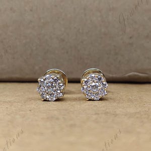 Floral Style Stud Earrings 1.0 CTW Round Cut Moissanite Stud Earrings 18k Gold Cluster Diamond Beautiful Earring Anniversary Gift For Her
