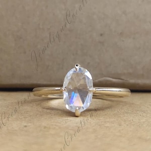 Ovale roos geslepen Moissaniet verlovingsring solitaire unieke diamanten ring 1,0 karaat 18k geelgouden huwelijksverjaardag cadeaus voor dames VVS1