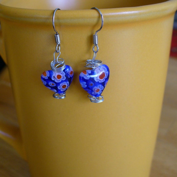 Blue Heart Earrings