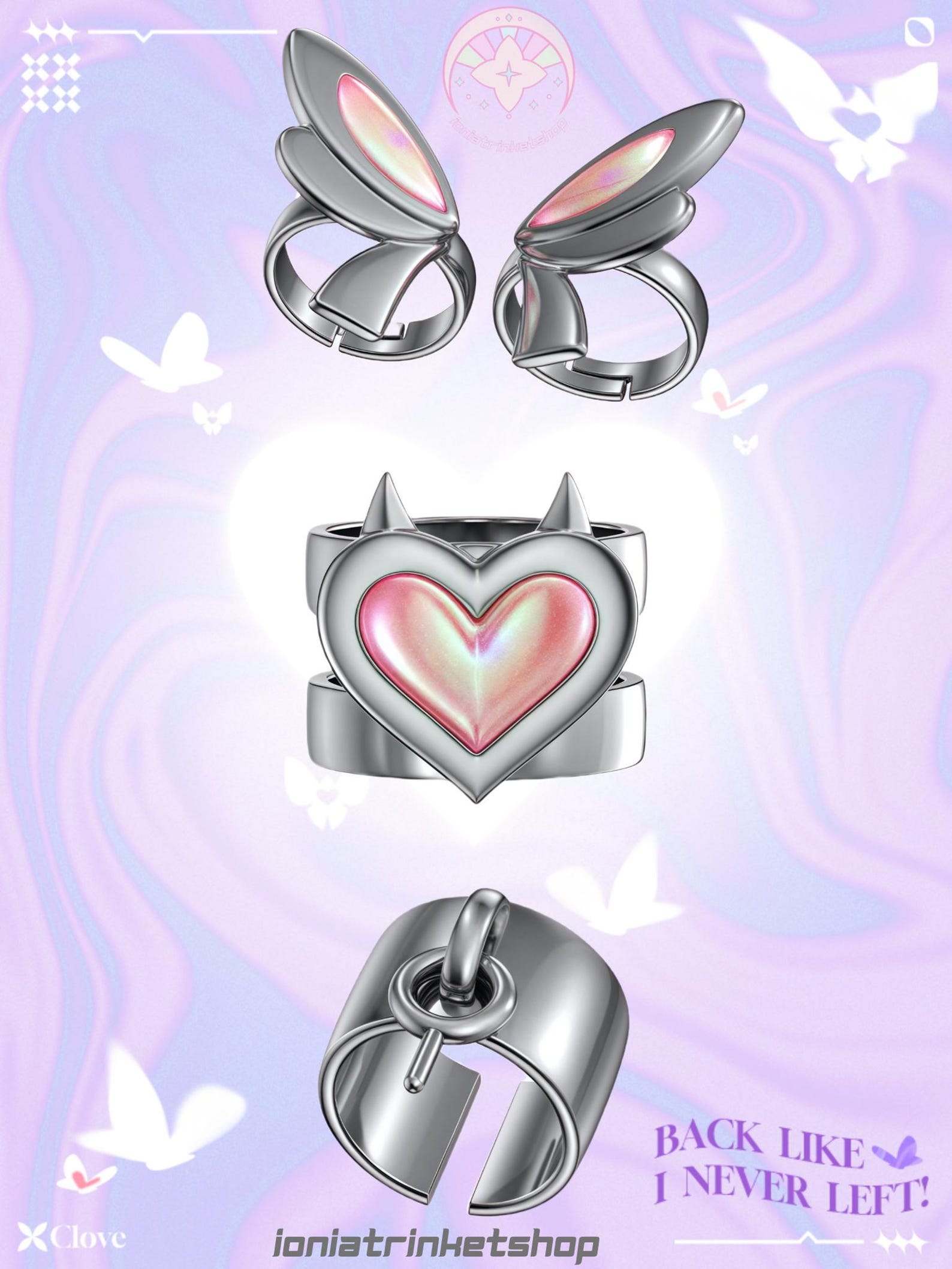 Ring Volarant Valorant Agent Clove Rings Earrings Jewelry 9 Set - Etsy