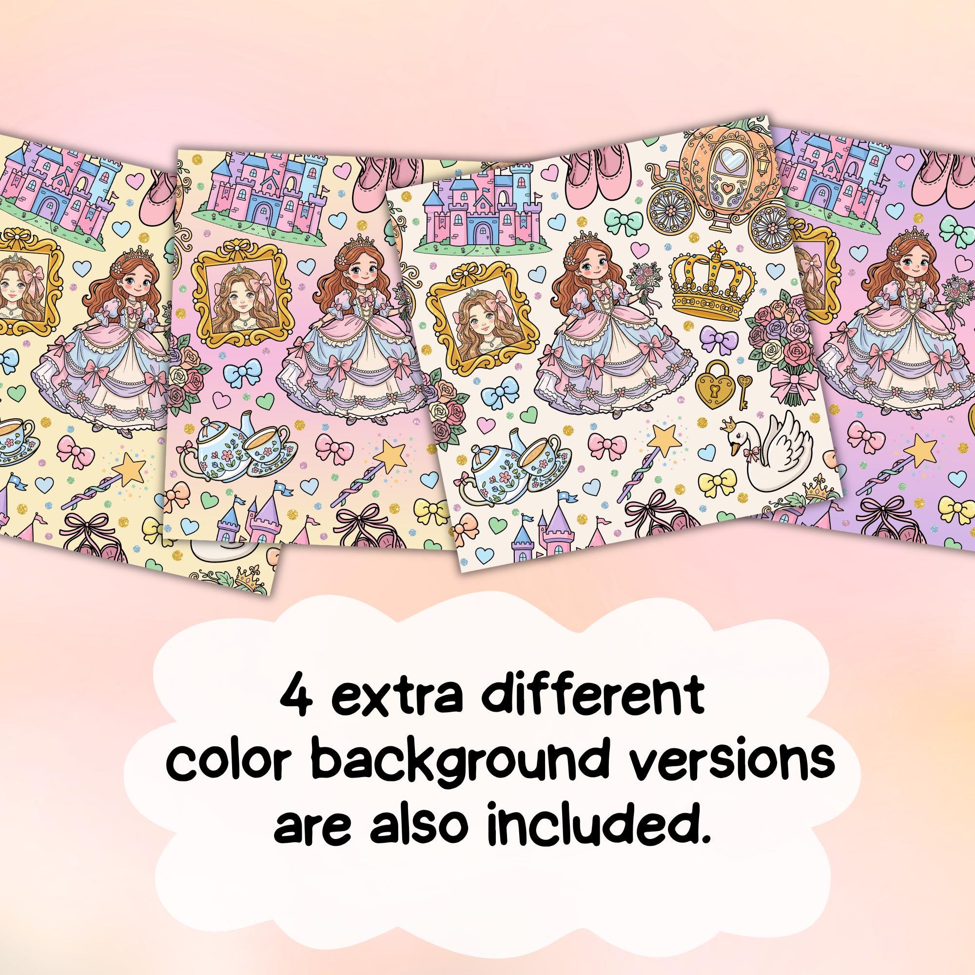 Princess Castle Seamless Pattern PNG, Fairytale Digital Paper, Pink ...
