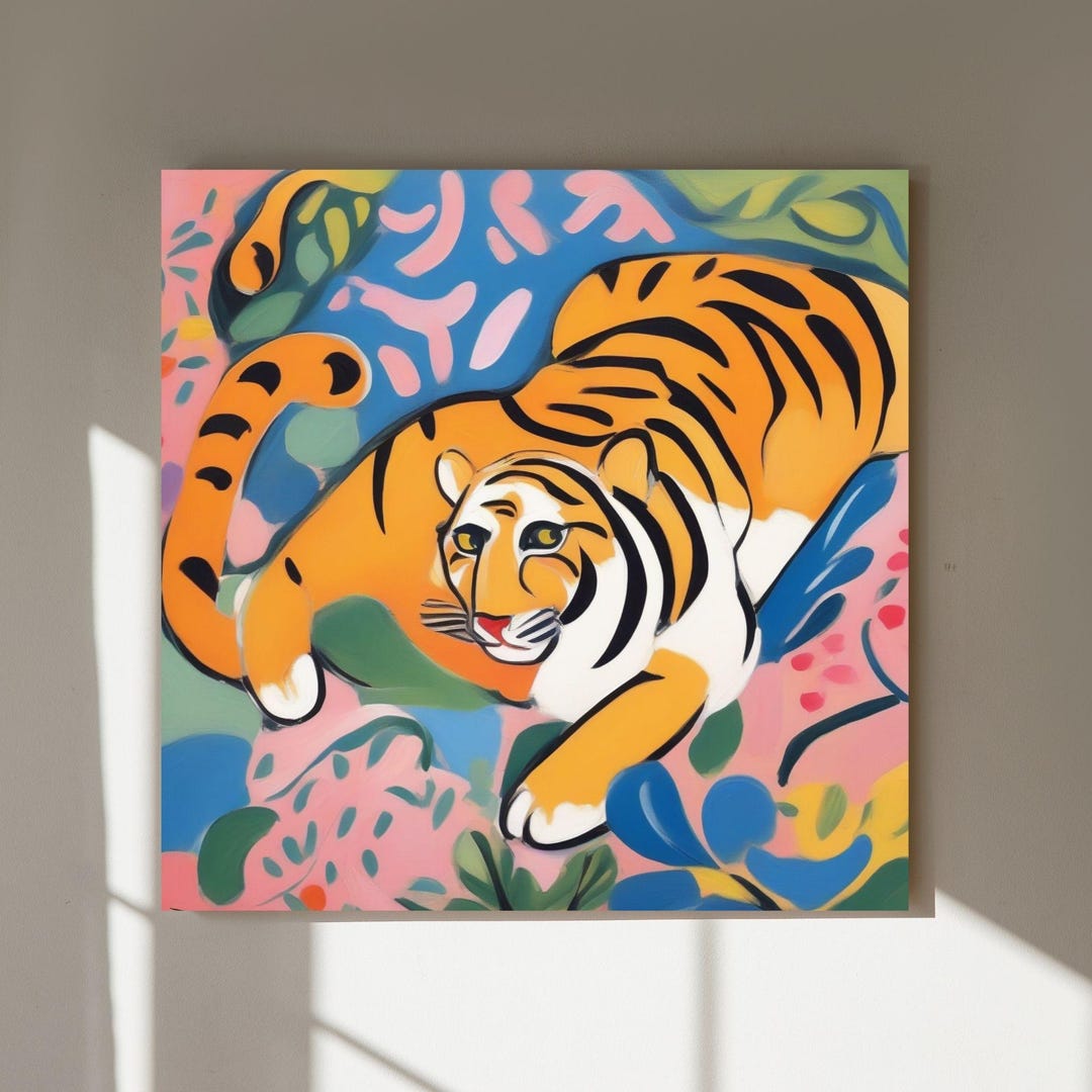 Tiger Art Print, Colorful Jungle Animal Portrait, Modern Wildlife ...