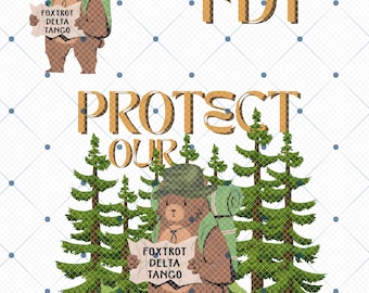 Resist Bear PNG, Foxtrot Delta Tango Png, Anti Trump Design, Instant Download