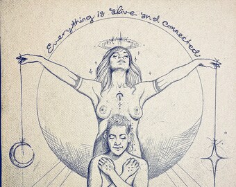 Everything Is Alive And Connected- original pencil drawing