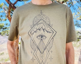 Mountain Moon T in light olive (organic/ recycled blend)