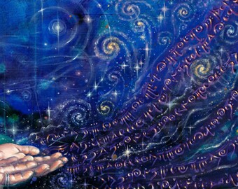 Cosmic Whispers canvas print of visionary goddess art by Emily Kell