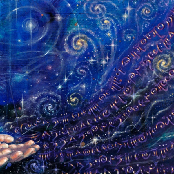 Cosmic Whispers canvas print of visionary goddess art by Emily Kell