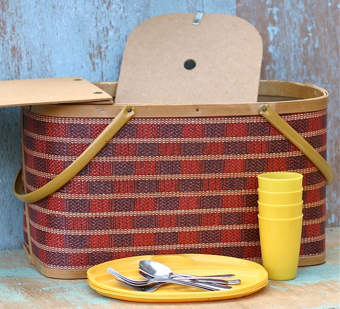 Vintage Burlington Banquet Picnic Basket With Box And Etsy