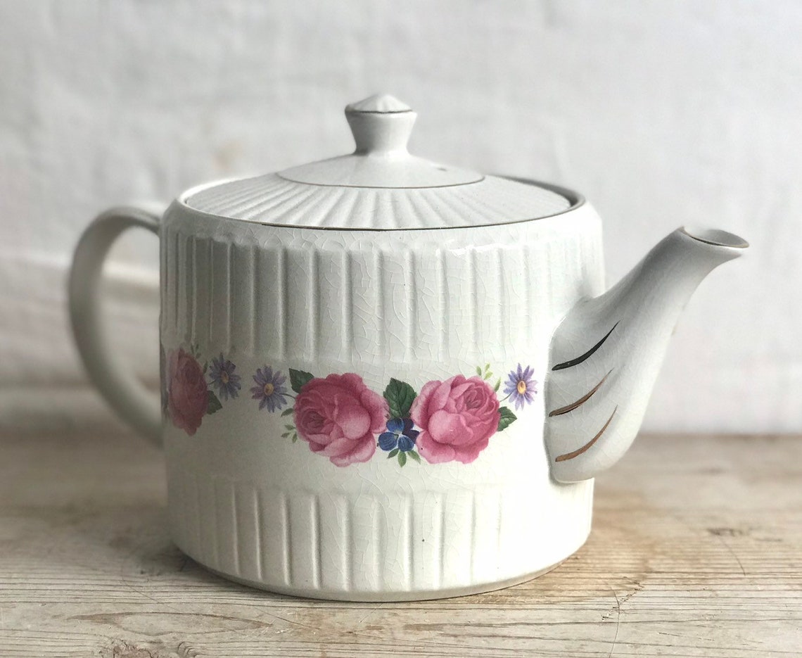 Vintage Genuine Heatmaster Teapot England Roses Shabby Cottage Etsy