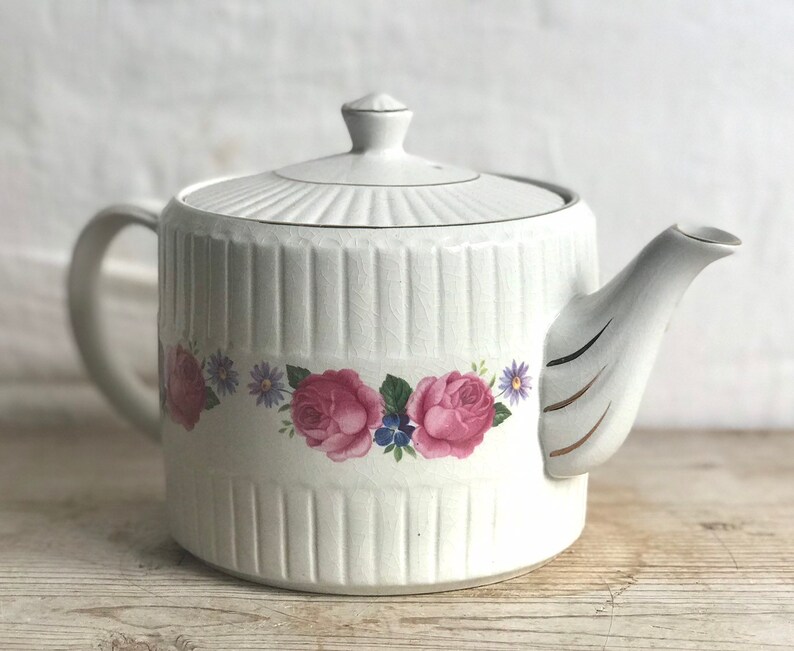 Vintage Genuine Heatmaster Teapot England Roses Shabby Cottage Etsy