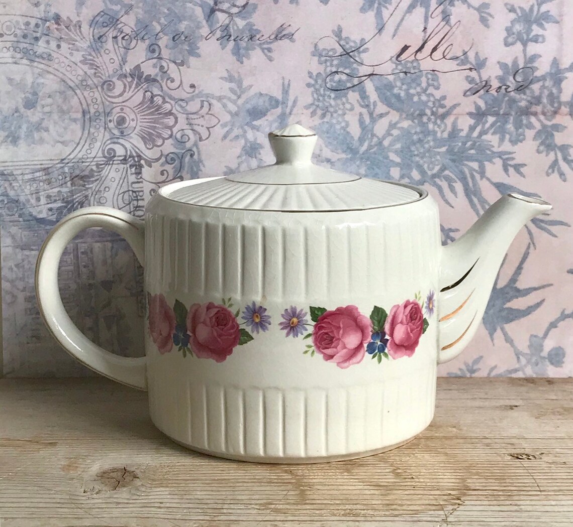 Vintage Genuine Heatmaster Teapot England Roses Shabby Cottage Etsy