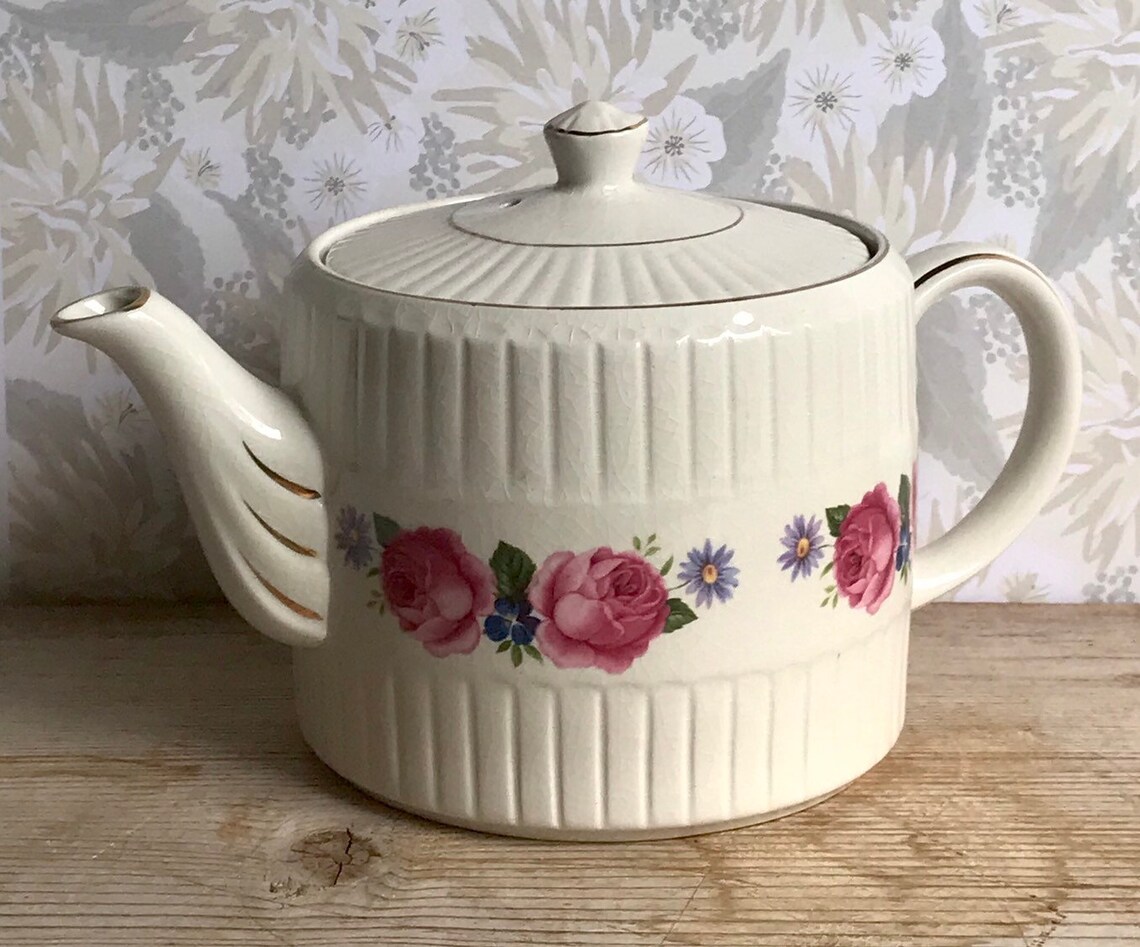 Vintage Genuine Heatmaster Teapot England Roses Shabby Cottage Etsy