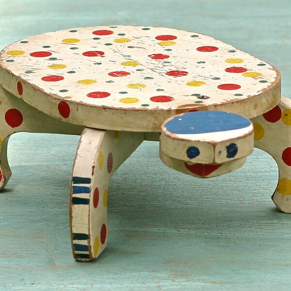 Vintage Foot Stool hand Painted Turtle