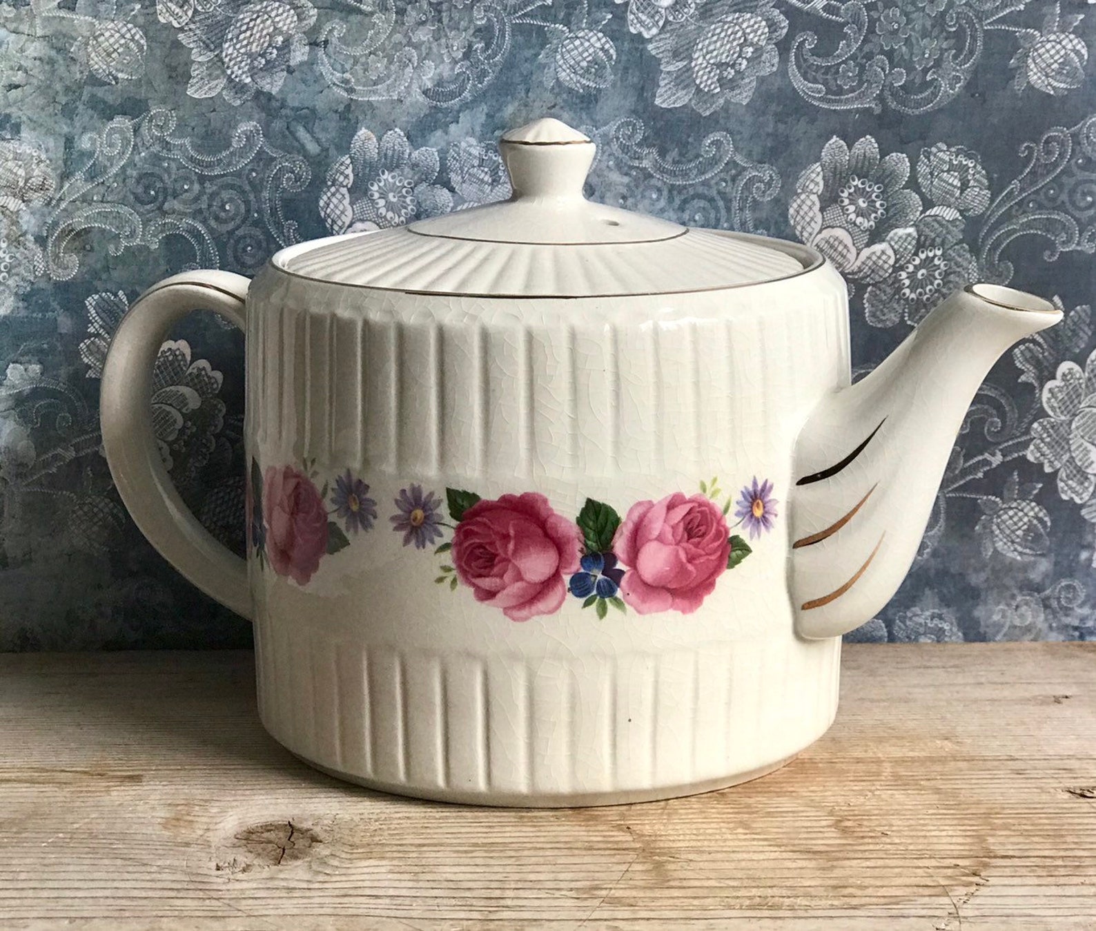 Vintage Genuine Heatmaster Teapot England Roses Shabby Cottage Etsy