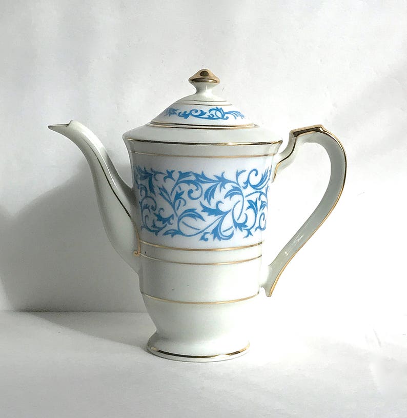 Vintage Teapot Hira China Made in Occupied Japan Blue White Etsy