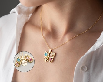 Collana con farfalla in madreperla: ciondolo con messaggio nascosto in argento sterling