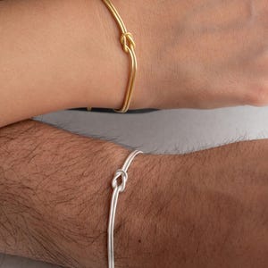 925 Sterling Silver Personalized Couple Knot Bracelet, Initial Custom Bracelet Set, Matching His and Hers Bracelets, Friendship Jewelry