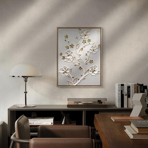 Orginal Textured Flower Wall Art – Handmade 3D Flower Painting – Elegant 3D wall art home decor