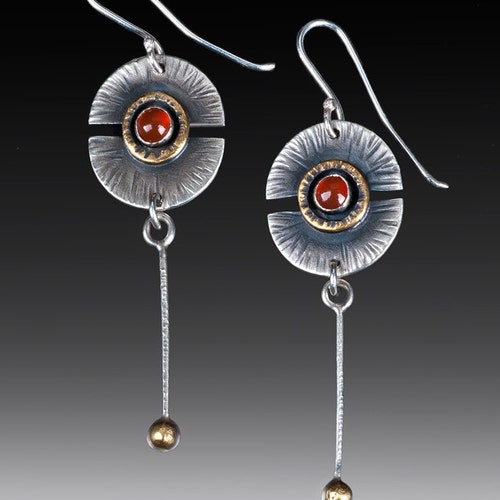 •FERN CRESCENT• mixed metal dangle earrings main image 1