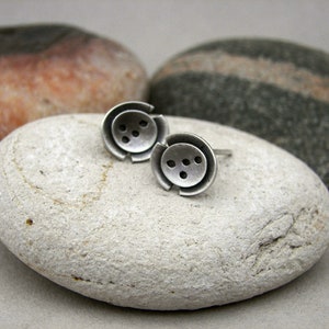 Tiny stud earrings, rustic post earrings, raw silver studs, unique stud earrings, modern stud earrings, minimalist earrings