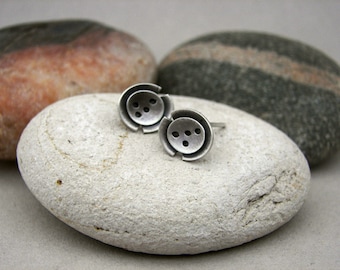 Tiny stud earrings, rustic post earrings, raw silver studs, unique stud earrings, modern stud earrings, minimalist earrings