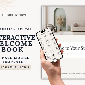 Mall för Airbnb-välkomstbok, redigerbar Canva-värdpärm, guidebok för semesterbostäder, välkomstbok för gäster, direktnedladdning i PDF-format