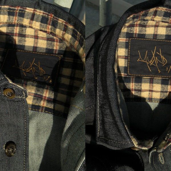 Men's Custom Handmade Raw Denim Jacket- flannel detail ltd. ed.