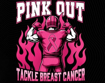 Pink Out Tackle Breast Cancer Png, Pink Ribbon Png, Breast Cancer Football Pink Out Png, Sport Breast Cancer Png, Sport Pink Out Design