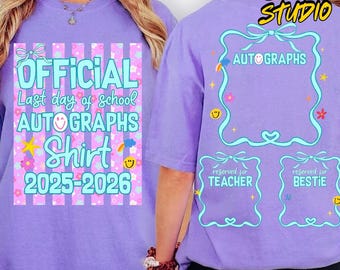 Stripes Floral Last Day Autographs 2026 Png, Official Autograph Png, Last Day Of School Png, End Of School Png, Senior 2026 Png
