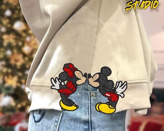 Valentine paar kant boog borduurwerk ontwerpen, Valentine cartoon muis stoffen ontwerp, Valentijnsdag stoffen ontwerp, Instant Download