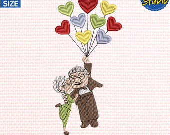 You’re My Greatest Adventure Embroidery Design, Valentine Embroidery Design, Big Balloon Embroidery Design, Cartoon Couple Embroidery Design