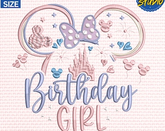Bordado de cumpleaños de Magicaland, diseño de bordado de Magic Kingdom, archivo de bordado de cumpleaños para niñas, bordado de cumpleaños de castillo de moda