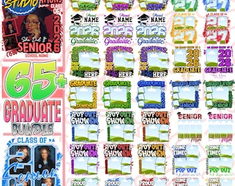 65+ Graduate Class of 2026 Template Bundle, Senior T-Shirt Designs, Bootleg Rap Tee 2026 Collection, Grad School Canva Editable Templates