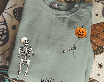 Funny Skeleton Lost Balloon PNG, Well Shit Halloween Design, Dark Humor Png, Gothic Sarcastic Skeleton, Halloween Shirt Png