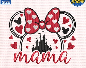 Diseño de bordado para el Día de la Madre, diseño de bordado de mamá ratón de dibujos animados, archivo de bordado personalizado de mamá ratón de dibujos animados, descarga instantánea