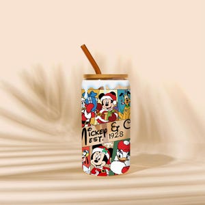 35 Christmas Mouse Cartoon Friends 16oz UV DTF Cup Wrap Design Png, Christmas Movie Libbey Glass Wrap Png, Xmas Glass Wrap image 4